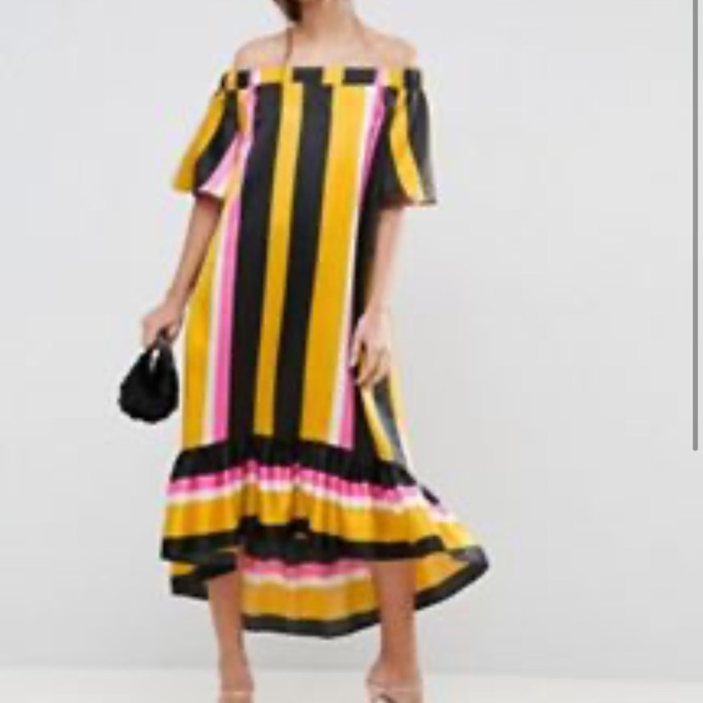 Asos off the shoulder high low dress